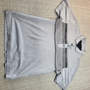 Travis Mathew Light Gray Polo with Dark Gray Stripes